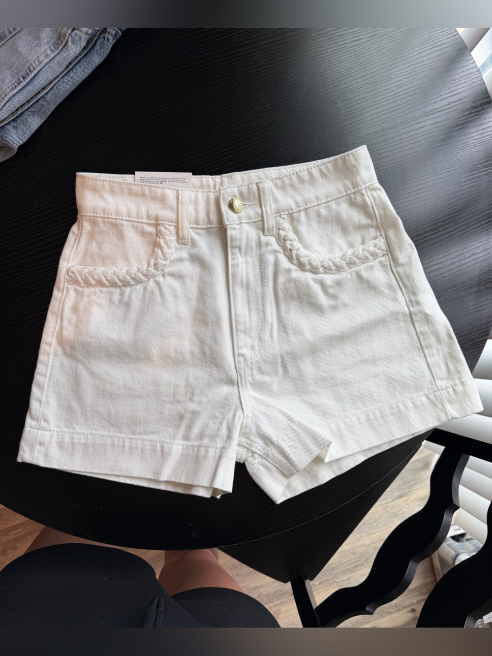 H&M NWT White Braided Pocket High Rise Women’s Shorts